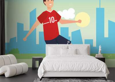 man practicing soccer football Wall mural