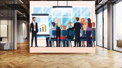 meeting of business people with infographic vector illustration design Wall mural