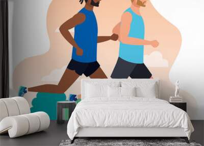 men jogging,people male running, men in sportswear jogging vector illustration design Wall mural