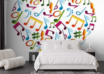 music heart with musical notes composition love vector illustration Wall mural