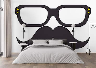 mustache and glasses hipster style Wall mural