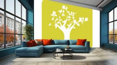 opaque yellow background with tree vector illustration Wall mural