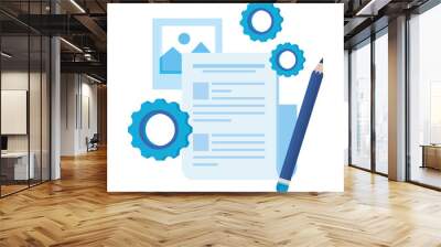 paper document file with gears machine Wall mural