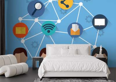 people internet social media work communication vector illustration Wall mural