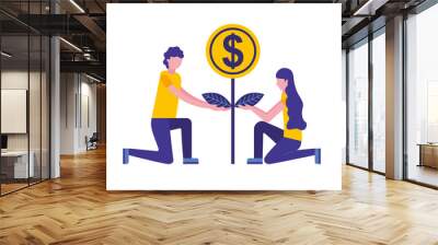 person planting money character Wall mural