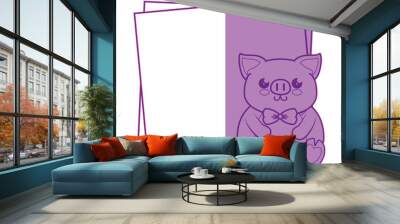 Pig kawaii cartoon icon vector illustration graphic design Wall mural