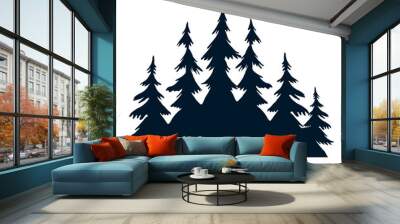 pines trees forest silhouette Wall mural