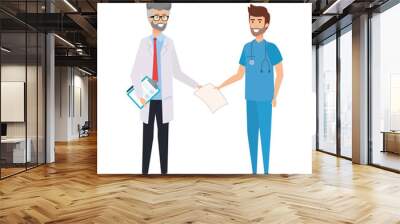 professionals doctor and surgeon characters Wall mural