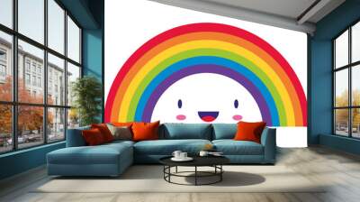 rainbow with face smiling Wall mural