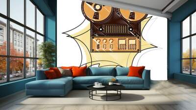 reel to reel tape recorder retro vintage vector illustration drawing Wall mural