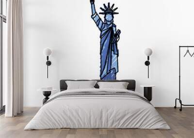 scribble blue statue of liberty cartoon vector graphic design Wall mural