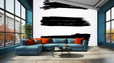 set of artistic black paint hand made creative ink brush strokes isolated on white background vector illustration Wall mural