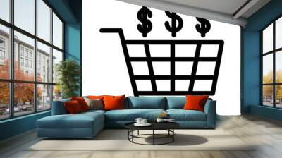 shopping cart commerce with money symbol Wall mural