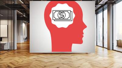 silhouette head bills dollar Wall mural