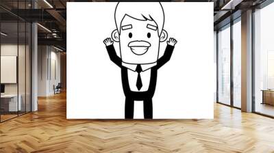 smiling businessman character on white background Wall mural