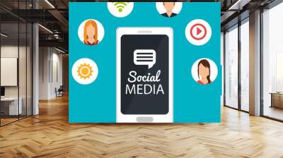 Social media and networking design Wall mural