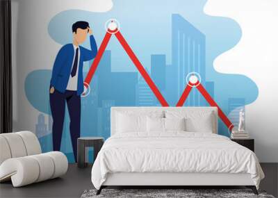 stock market crash with businessman and arrow down vector illustration design Wall mural