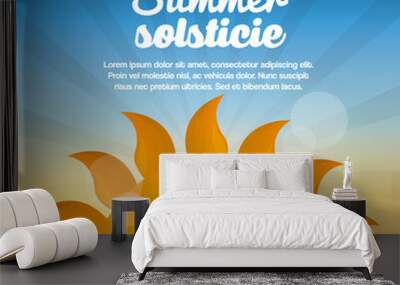 summer solstice vacations day bright sun blue sky shine vector illustration Wall mural