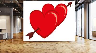 two hearts with arrow love card vector illustration design Wall mural