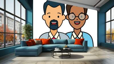 two men diversity characters Wall mural