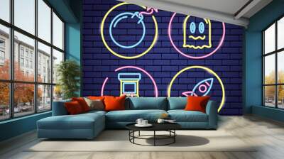 video game neon Wall mural