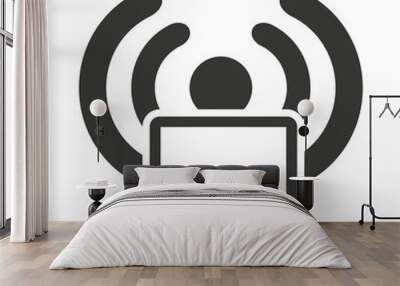 wifi waves signal with icon vector illustratio Wall mural