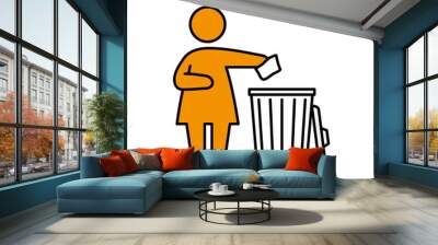 woman silhouette with waste bin ecology icon vector illustration design Wall mural