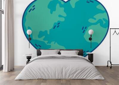 world planet earth with hearted shape Wall mural