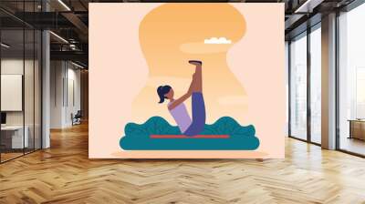 yoga outdoor flat design image Wall mural