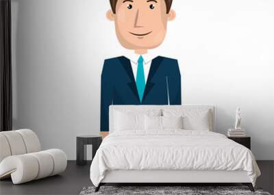 Young businessman with elegant suit cartoon, vector illustration. Wall mural