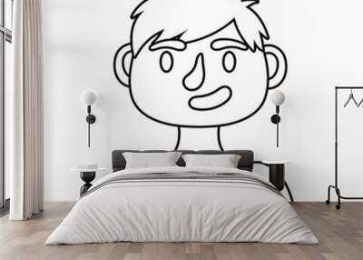 young man avatar character line style icon Wall mural