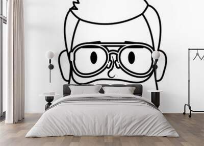 young man head with beard and eyeglasses Wall mural