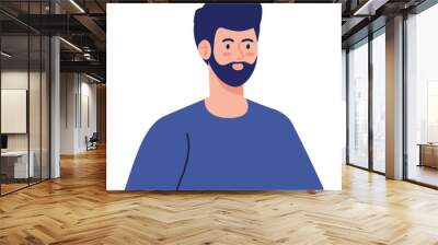 young man with beard on white background vector illustration design Wall mural