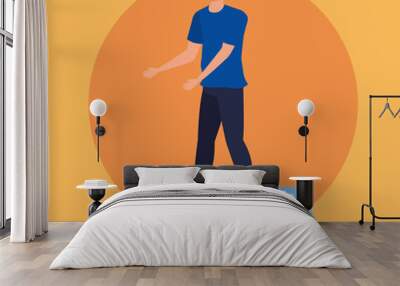 young man with bills dollars character Wall mural