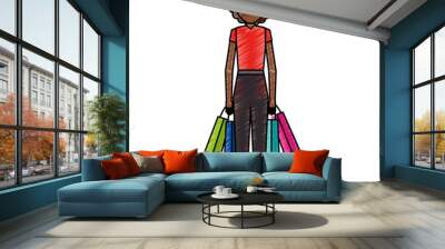 young woman with shopping bags vector illustration design Wall mural