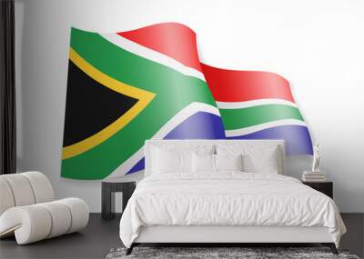 South Africa flag in the wind. Flag on white background. Vector illustration Wall mural