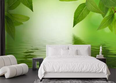 Green leaves background Wall mural