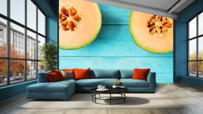 sweet and tasty  cantaloupe melon  cutted Wall mural