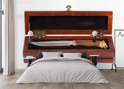 Hunting knife in a gift wooden case Wall mural