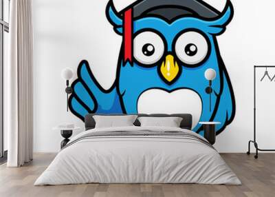 Cute owl mascot design, education related Wall mural