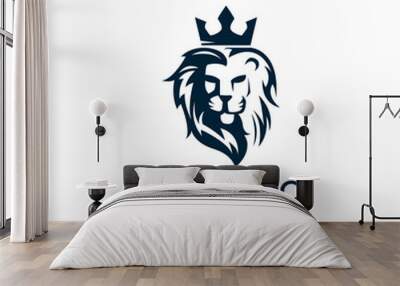 Simple minimalist wild lion mascot logo design vector template Wall mural