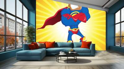 Black Super Man Hero Dad. Wall mural