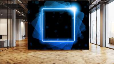 Blue Square  Lines Background Neon Laser Wall mural