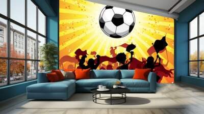 huge crowd celebrating soccer game. Wall mural