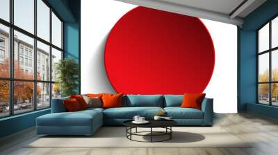 Red  Circle Button on White Background Wall mural