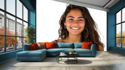 beautiful woman face smiling isolated on transparent Wall mural