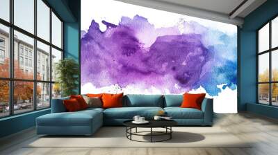 purple blue colored watercolor spot isolated Wall mural