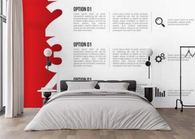 1-2-3-4-5 option infographics-paper progress template Wall mural