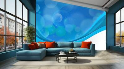 blue wavelike background kubby bubbles 2b Wall mural