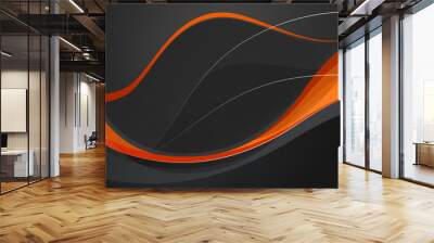 Dark Black wavelike background Kubby Orange 1 Wall mural